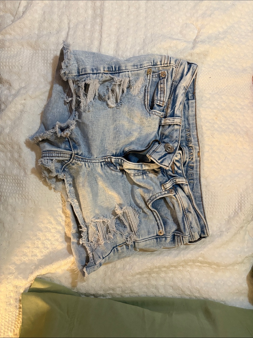 American Eagle Outfitters Light Wash Distressed Denim Cutoff Shorts